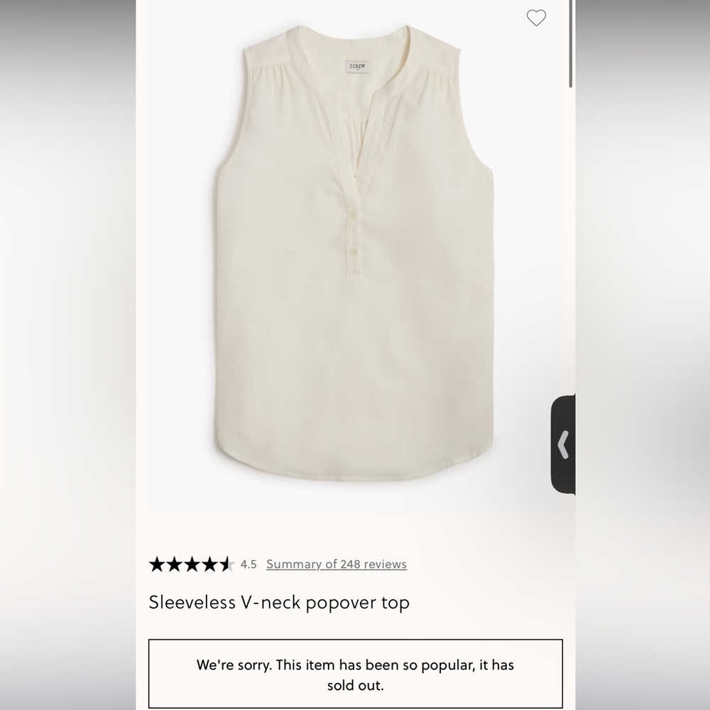 J. Crew Ivory Sleeveless Blouse